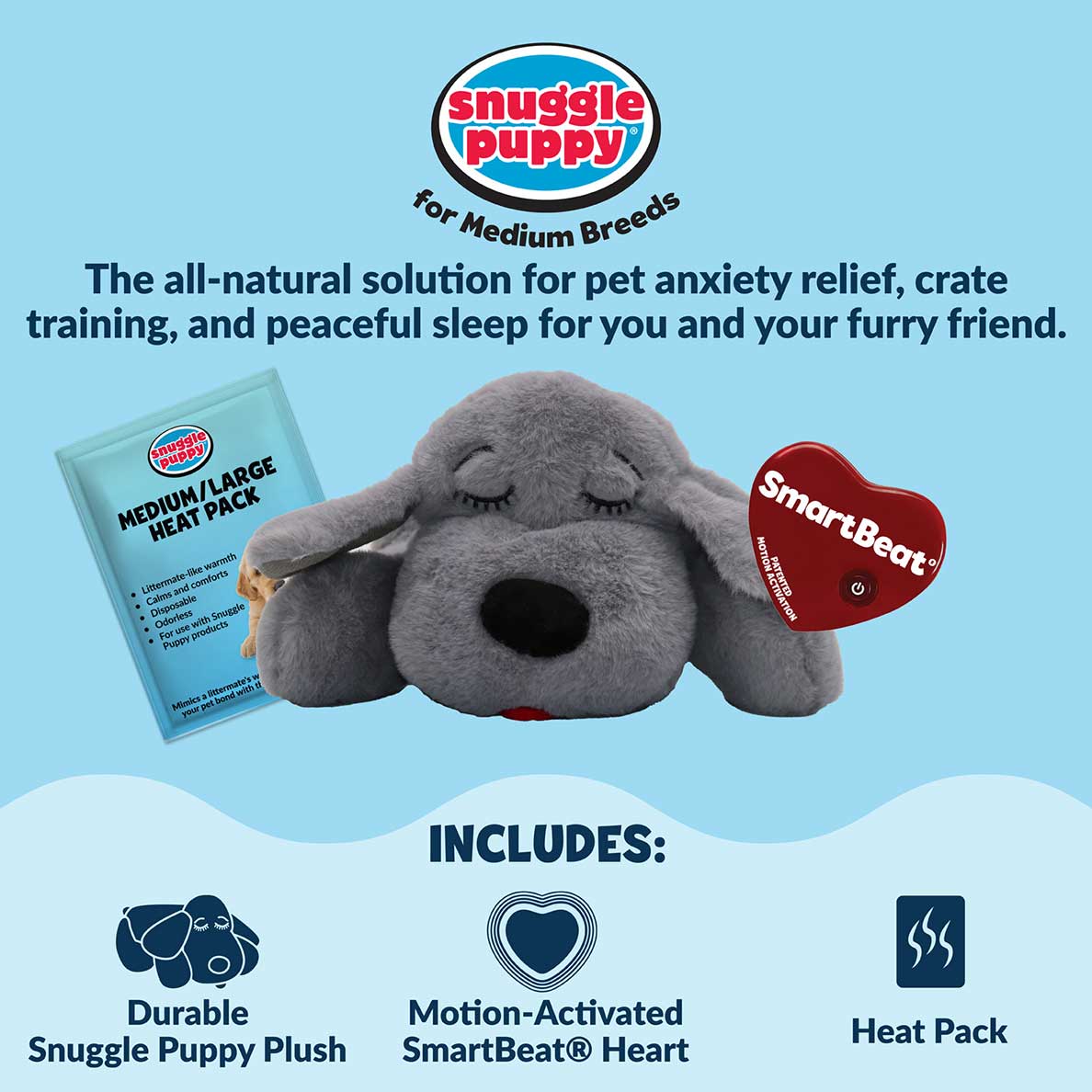 Snuggle Puppy® Gray - Calming Heartbeat Plush Toy
