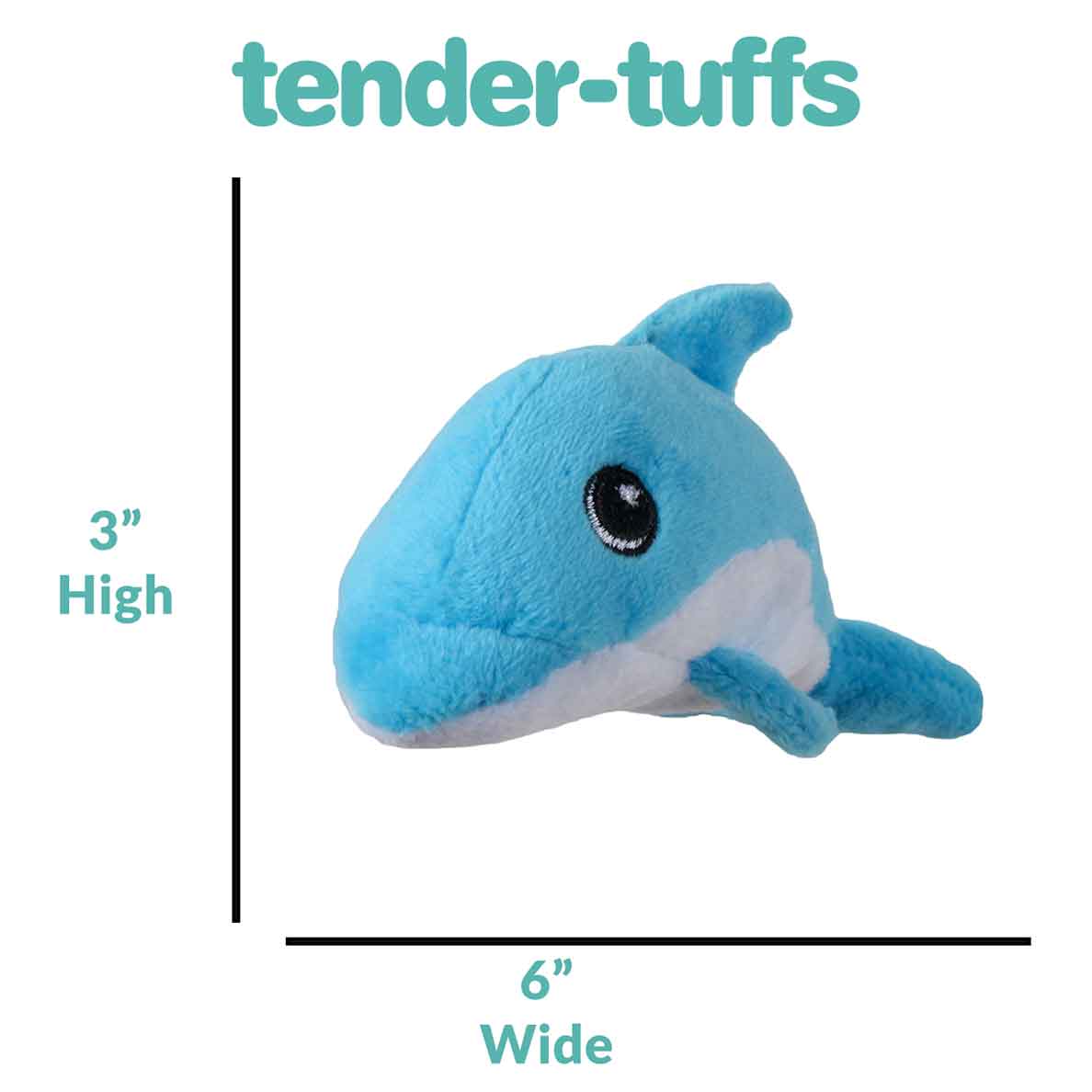 Tender-Tuffs Tiny Blue Dolphin Tough Squeaky Dog Toy for Small