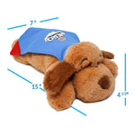 Dimensions of 7 inches wide, 15 inches long, and 4.5 inches tall for a Snuggle Puppy Hero