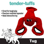 Red Tender-Tuffs lobster dog toy that's great for tough play and tug of war